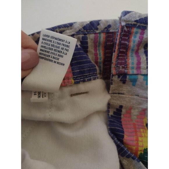 American Eagle Midi Stretch Cuff Shorts Size 00 Southwest Aztec Pockets Tribal - Picture 7 of 9